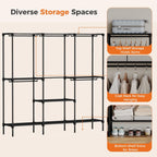 JIOABL Portable Clothes Rack with Shelves, Freestanding Closet Organizer with Hanging Rods for Bedroom, Entryway