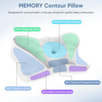 JIOABL Ergonomic Contour Memory Foam Pillows, Cervical Neck Pillow with Cooling Case for Neck Pain Relief