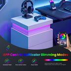 JIOABL Nightstand with Charging Station and RGB LED Light, 3 Drawers, Sliding Top, Bedside Table for Bedroom, Living Room and Dorm
