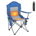 JIOABL USB Heated Camping Chair, High Back Padded Folding Chair with 3 Heat Settings, Cup Holder, 400 lbs, Black Gray