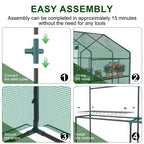JIOABL 3-Tier Walk-In Greenhouse with PE Cover, Roll-Up Zipper Door & Side Windows, Steel Frame, Outdoor Plant Greenhouse for Garden, Patio, Green