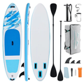 JIOABL 10'5" Inflatable Stand Up Paddle Board, Wide Stable Design, Non-Slip Deck, with Premium SUP Paddle, Pump, Backpack & Leash, Blue White