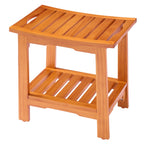 JIOABL Pine Wood Shower Bench, 250lbs Capacity, Waterproof, Non-Slip, Adjustable, for Indoor & Outdoor Use - Natural Finish