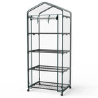 JIOABL 4-Tier Mini Greenhouse with Clear PVC Cover & Wheels, Portable Plant Grow House with Zipper Door, Steel Frame for Indoor & Outdoor Garden, Clear