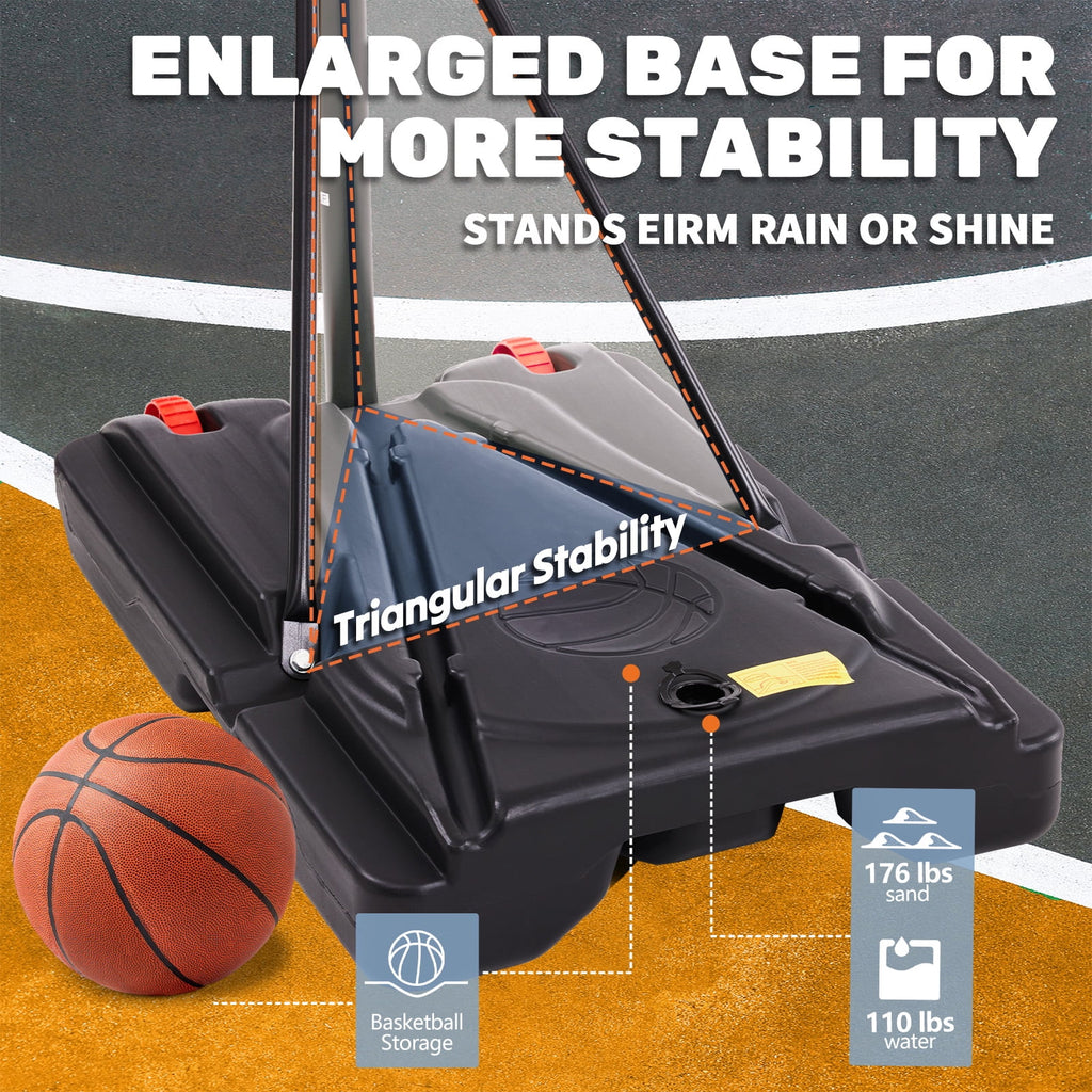 JIOABL Kids Basketball Hoop, Adjustable 5.1-8.5ft Portable Goal for Indoors/Outdoors with Enlarged Base, PC Backboard