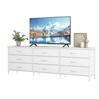 JIOABL 66 inch Wide TV Stand Dresser, 9-Drawer Storage Cabinet for 75 inch TV, Entertainment Center with Wood Top for Living Room, Black