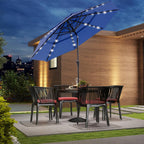 JIOABL 10FT Solar LED Patio Umbrella with Tilt & Vent, 32 LED Lights, 8 Ribs, UV-Resistant & Water-Resistant for Garden, Deck, Patio