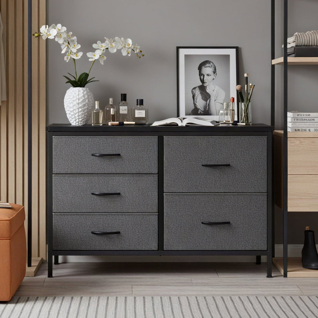 JIOABL 5-Drawer Dresser with Drawer Organizers for Bedroom, Living Room, or Closet