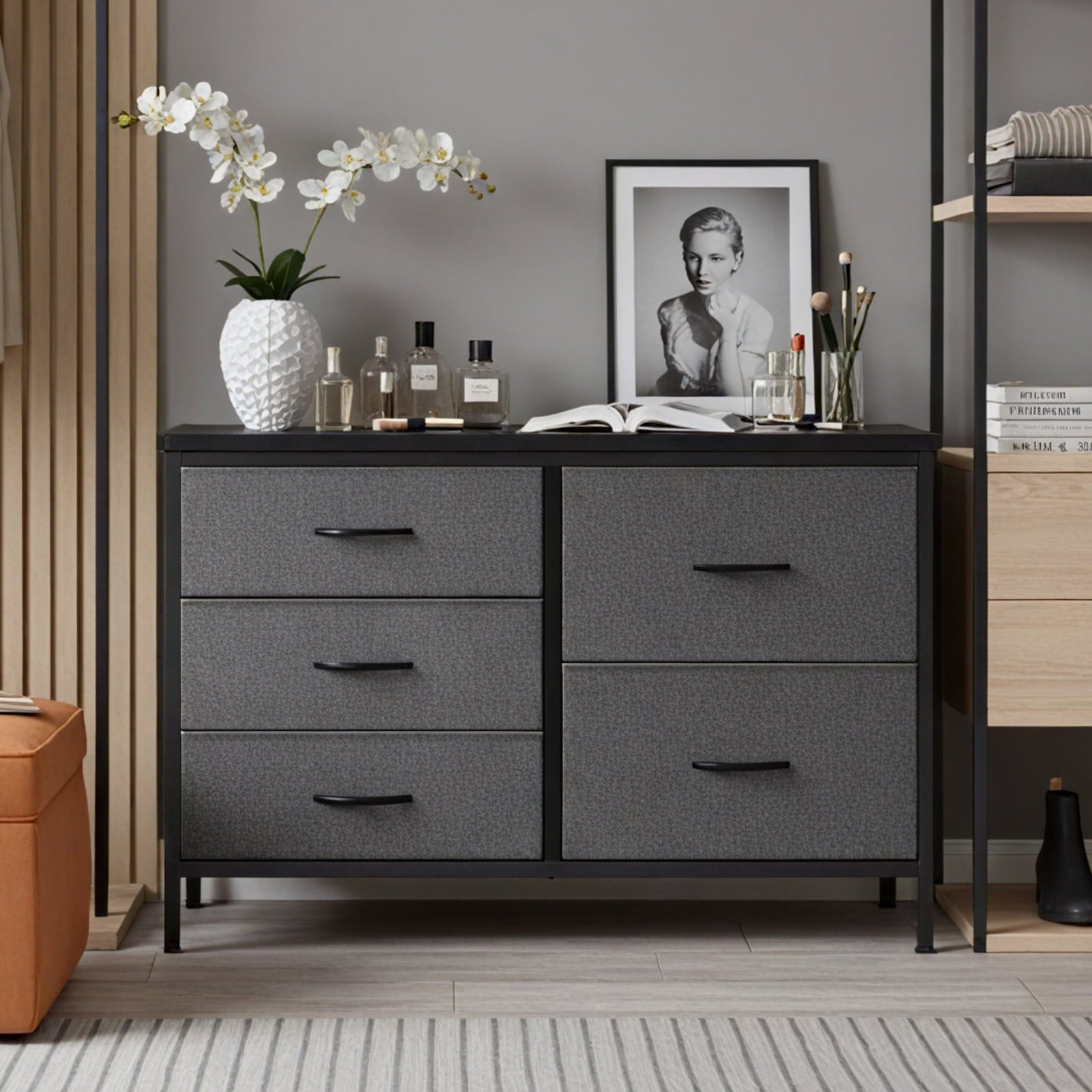 JIOABL 5-Drawer Dresser with Drawer Organizers for Bedroom, Living Room, or Closet