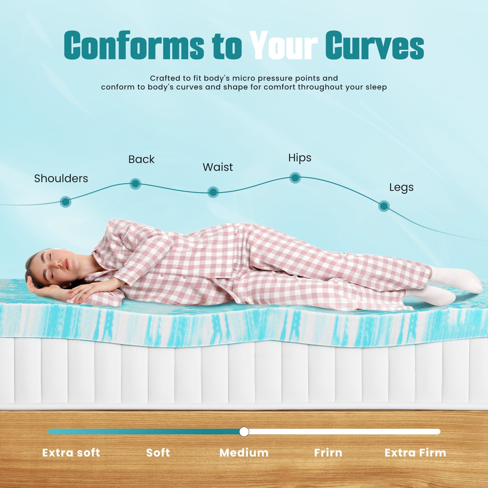 JIOABL  Memory Foam Mattress Topper with Cooling Gel, CertiPUR-US Certified, Pressure Relief & Breathable Comfort Bed Topper, Queen Size, 0 of 8     JIOABL JIOABL 4-Inch Memory Foam Mattress Topper with Cooling Gel, CertiPUR-US Certified, Pressure Relief