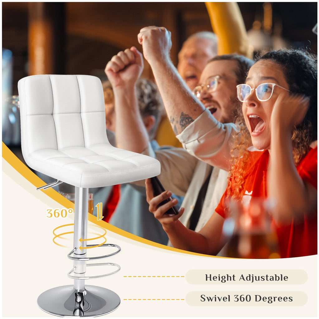 JIOABL Bar Stools, Armless Adjustable Swivel Barstools, PU Leather Hydraulic Kitchen Counter Height Bar Stools, Thickened Seat Cushion Square Island Barstools with Back