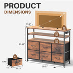 JIOABL TV Stand with  Fabric Drawers & Power Outlet, LED TV Console with USB & Type-C, Storage Dresser for Living Room