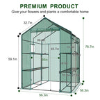 JIOABL 3-Tier Walk-In Greenhouse with PE Cover, Roll-Up Zipper Door & Side Windows, Steel Frame, Outdoor Plant Greenhouse for Garden, Patio, Green
