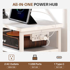 JIOABL TV Stand with  Fabric Drawers & Power Outlet, LED TV Console with USB & Type-C, Storage Dresser for Living Room