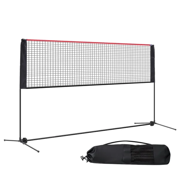 JIOABL Portable Badminton Net Set, 10FT Adjustable Height for Outdoor & Indoor Use, Includes Carry Bag, Easy Setup No Tools Needed, Red-Black