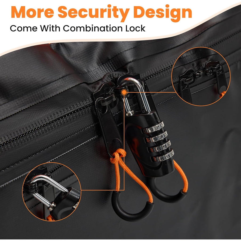 JIOABL Waterproof Car Roof Bag, 15 Cu Ft Rooftop Cargo Carrier with 6 Safety Hooks, Anti-Slip Mat, Lock, and Storage Bag for Cars & SUVs