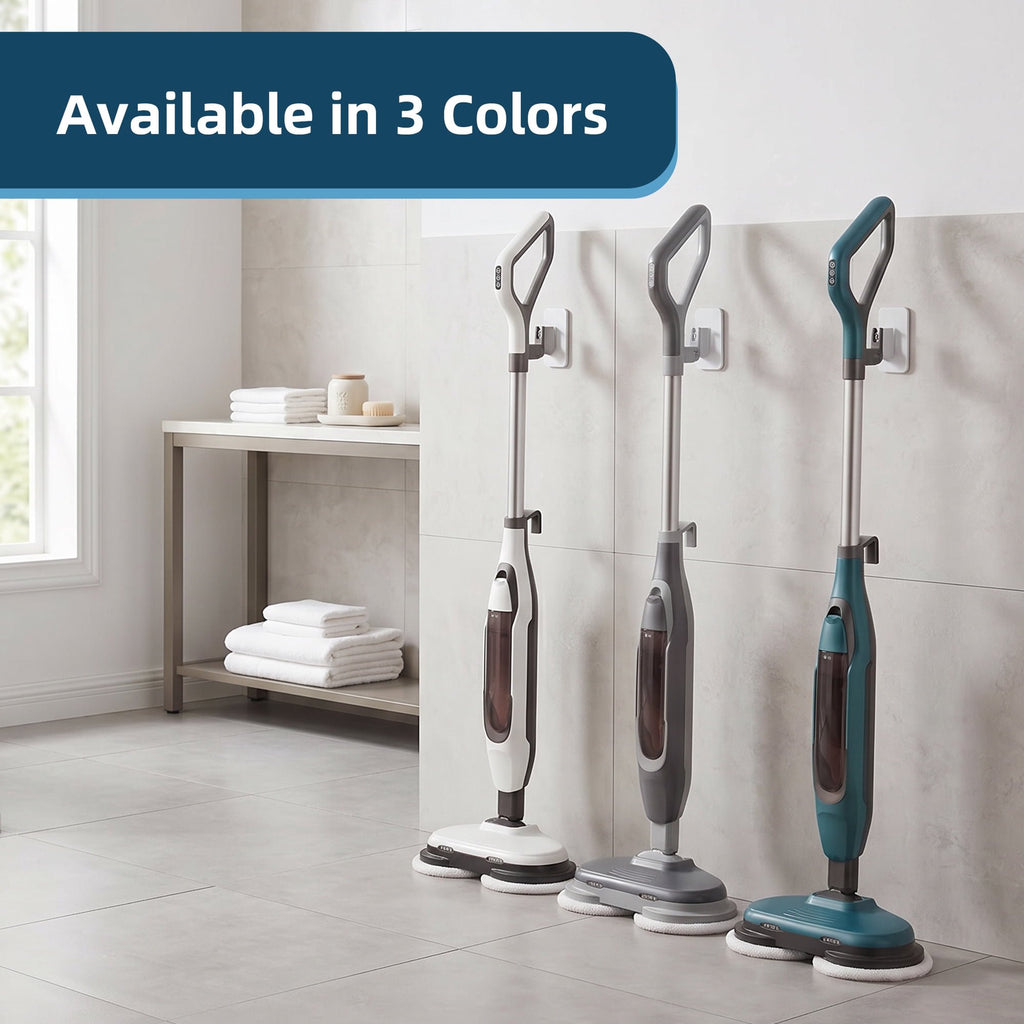 JIOABL Scrubbing Steam Mop with Dual Rotating Pads, LED Headlights and Adjustable Steam Modes for Sealed Hard Floors