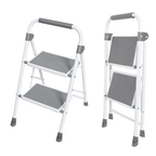 JIOABL 3 step ladder, 36-Inch Iron Step Stool with Non-Slip Pedals and Handrails - Portable Heavy Duty Steel Ladder for Kitchen, Garage, and Outdoor Use - Black