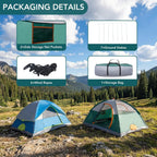 JIOABL Dome Camping Tent, Waterproof Polyester with Rainfly, Easy Setup, Ventilated Windows & Skylights, Portable Backpacking Tent