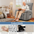 JIOABL Swivel Rocker Recliner Chair with Massage and Heat, Adjustable Recline, Chenille Fabric