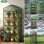 JIOABL Greenhouse with PE Cover, Portable Plant Grow House with Zipper Door & Steel Frame for Indoor Outdoor Garden