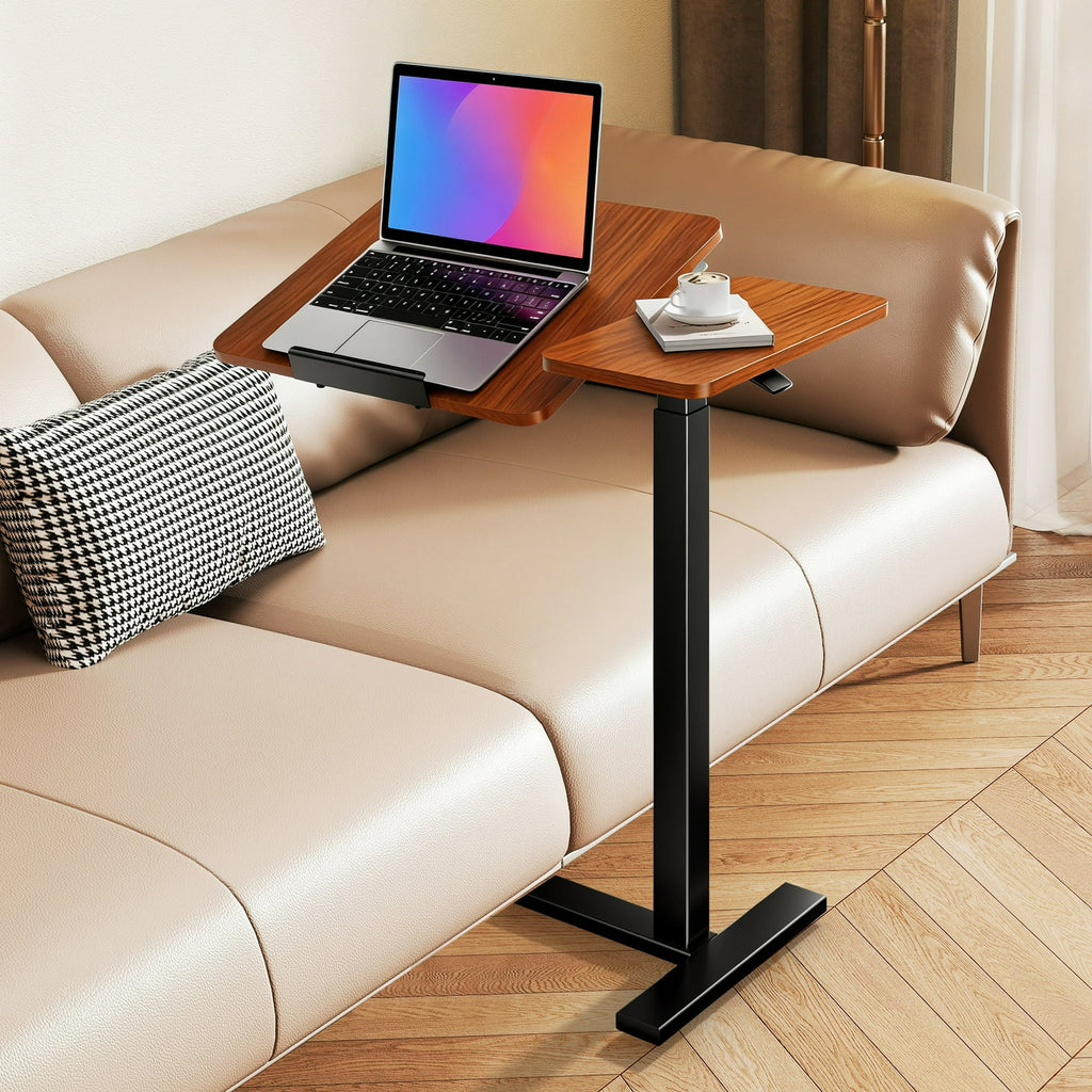 JIOABL Adjustable Overbed Bedside Table with Hidden Wheels for Hospital