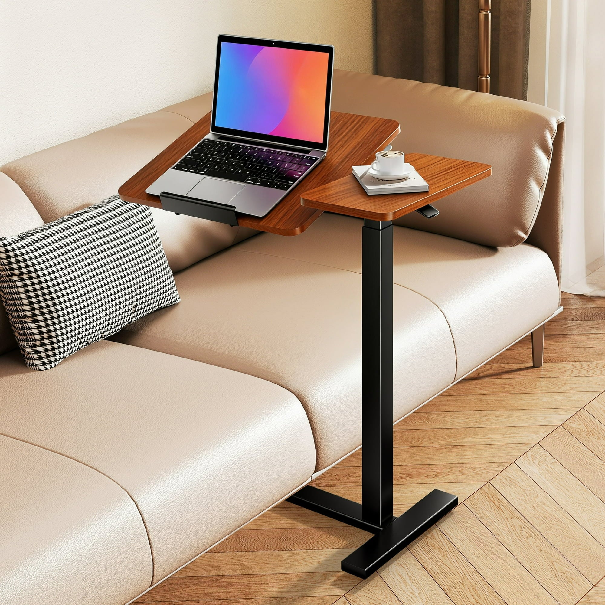 JIOABL Adjustable Overbed Bedside Table with Hidden Wheels for Hospital