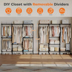 JIOABL Portable Clothes Rack with Shelves, Freestanding Closet Organizer with Hanging Rods for Bedroom, Entryway