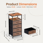 JIOABL Nightstand with USB & Type-C Charging, Fabric Drawers, Metal Frame