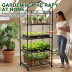 JIOABL 4-Tier Mini Greenhouse with Clear PVC Cover & Wheels, Portable Plant Grow House with Zipper Door, Steel Frame for Indoor & Outdoor Garden, Clear