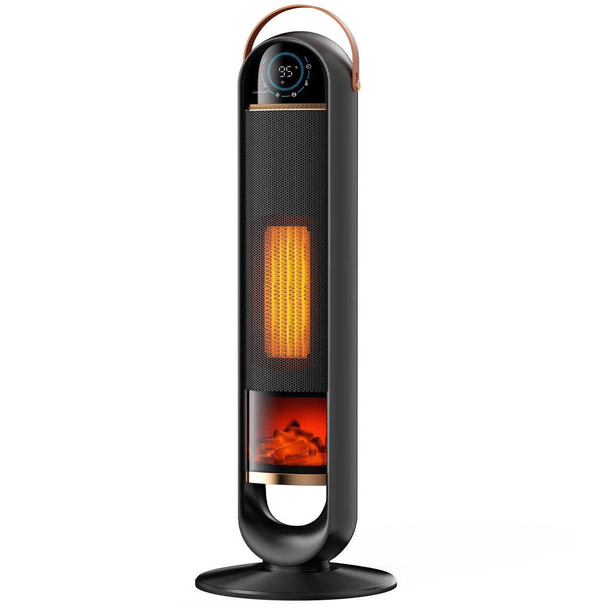 JIOABL Tall Tower Flame Heater with Light | 1500W, 4 Functions, 3s Quick Heat, 2 Heat Settings, Low Noise, Oscillation & Timer