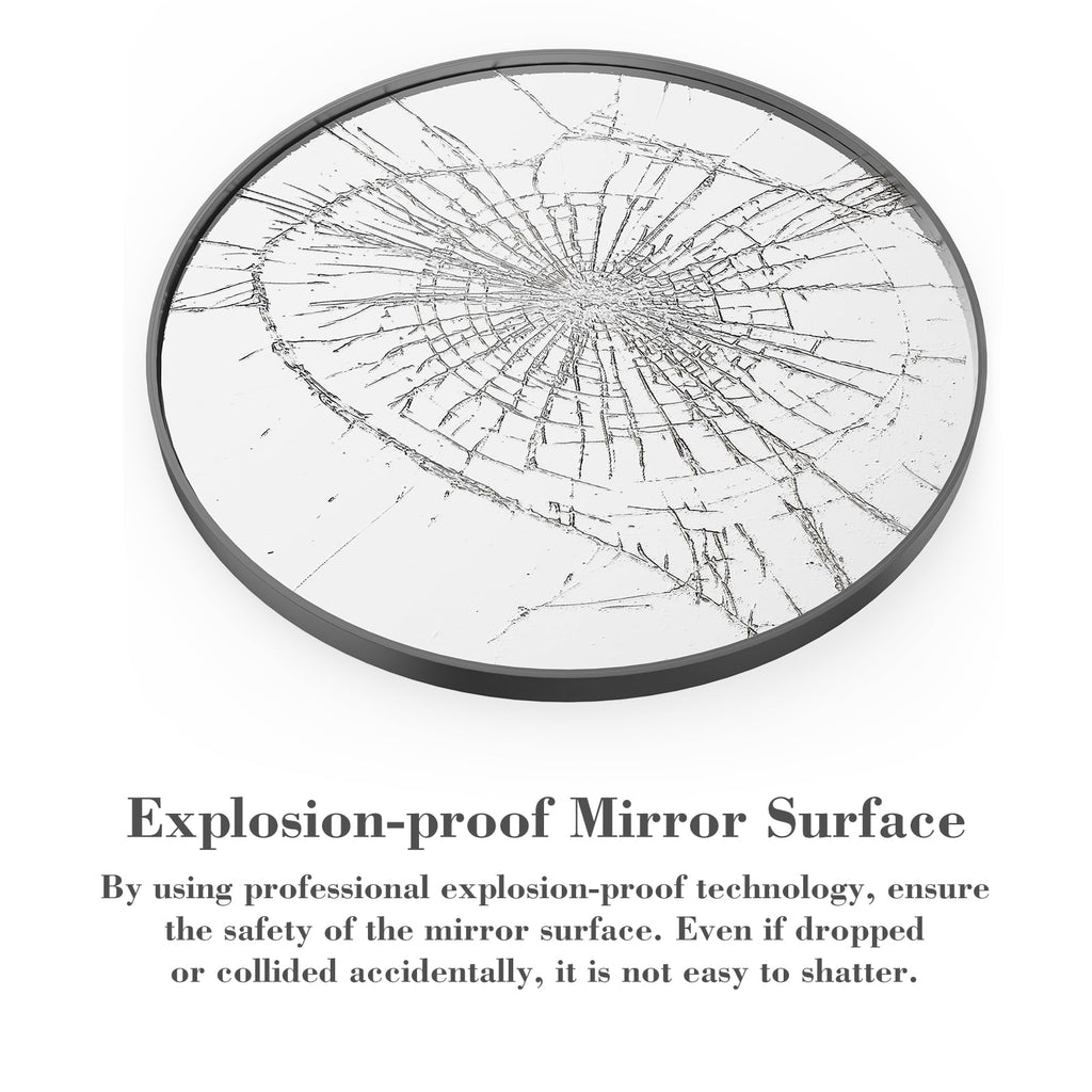 JIOABL Round Mirror, Metal Frame Wall Mirror for Entryway, Bathroom, Vanity, Living Room, Modern Circular Mirro