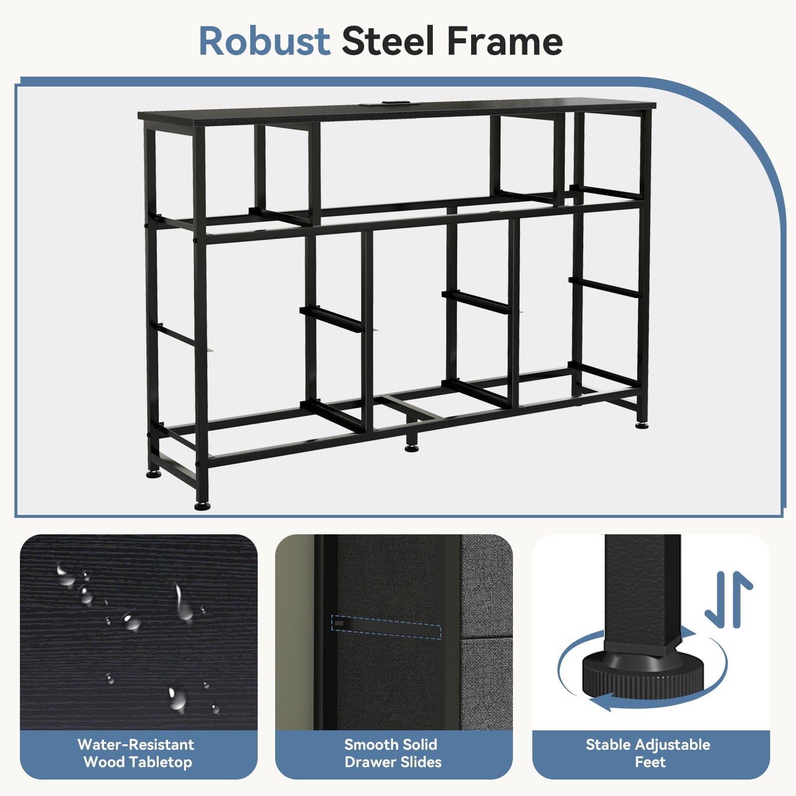 JIOABL TV Stand with  Fabric Drawers & Power Outlet, LED TV Console with USB & Type-C, Storage Dresser for Living Room