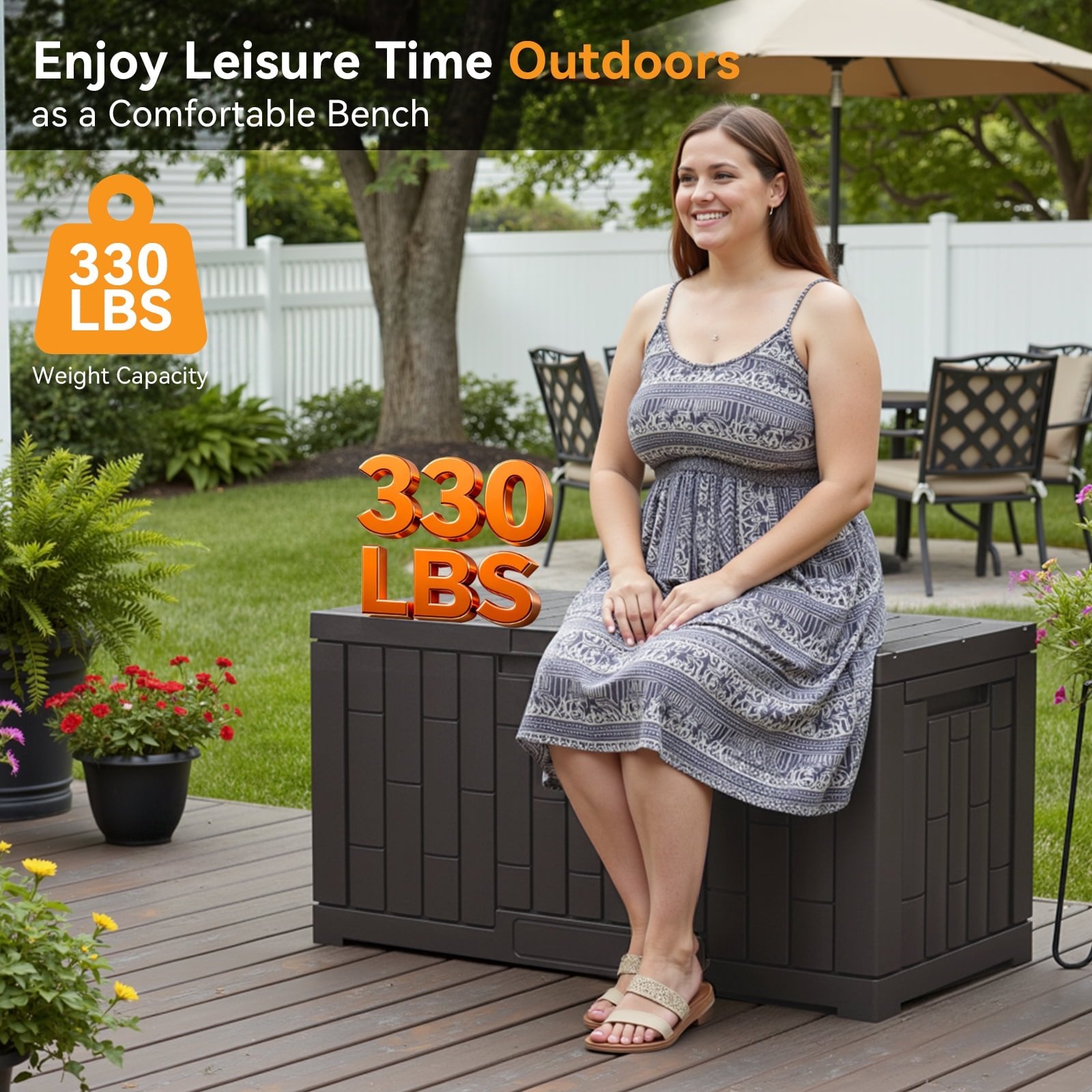 JIOABL 60-Gallon Waterproof Deck Box, UV-Resistant Resin, Lockable with Handles, Ideal for Patio Cushions, Garden Tools & Pool Accessories