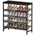 JIOABL 5-Tier Shoe Rack, 30" Wide Entryway Storage Organizer with Adjustable Feet, Rust-Proof Steel Frame & Particle Board Shelves, Gray