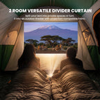 JIOABL 8 Person Camping Tent with Room Divider, Waterproof Polyester, Easy Setup, Portable with Carry Bag, Stakes & Ropes for Outdoor Camping