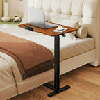 JIOABL Adjustable Overbed Bedside Table with Hidden Wheels for Hospital