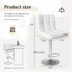 JIOABL Bar Stools, Armless Adjustable Swivel Barstools, PU Leather Hydraulic Kitchen Counter Height Bar Stools, Thickened Seat Cushion Square Island Barstools with Back