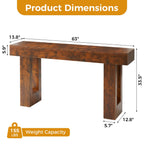 JIOABL 63" Farmhouse Console Table, Narrow Sofa Table Behind Couch, Wooden Entryway Accent Table, for Foyer, Hallway & Living Room