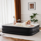 JIOABL  Air Mattress, Portable Low Noise Colchone Inflable with Built in Pump, Maximum Weight Capacity 600 lbs Air Bed for Camping, Beach, Outdoor