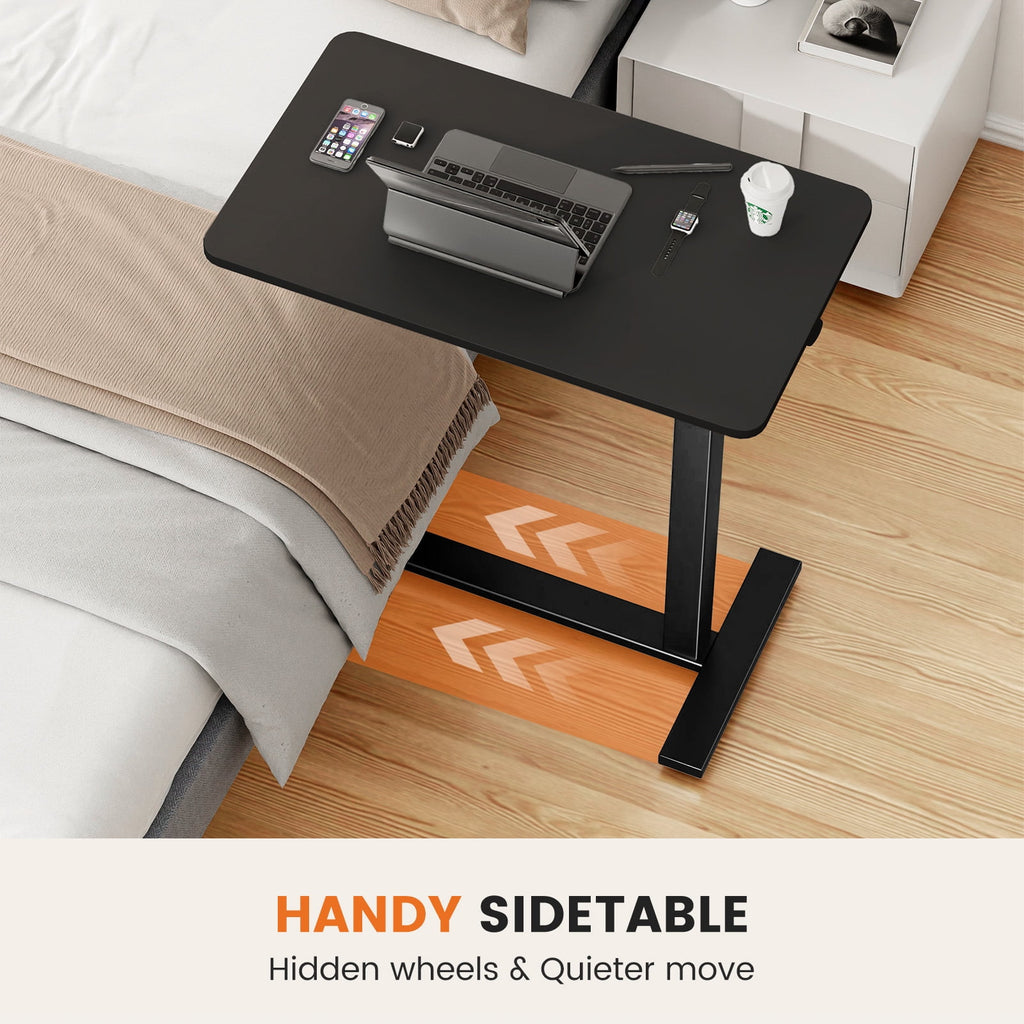 JIOABL Adjustable Overbed Bedside Table with Hidden Wheels for Hospital