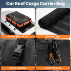 JIOABL Waterproof Car Roof Bag, 15 Cu Ft Rooftop Cargo Carrier with 6 Safety Hooks, Anti-Slip Mat, Lock, and Storage Bag for Cars & SUVs