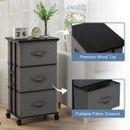 JIOABL Dresser Storage with 3 Drawers, Fabric Tower, Vertical Storage Unit with Wheels & Adjustable Handles for Bedroom, Closet, Office