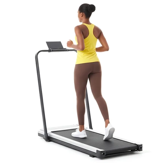 JIOABL Compact Treadmill Under-Desk Walking Pad, Quiet & Portable Exercise Workout Fitness Machine for Home Office Small Spaces, Silver