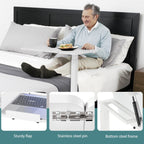 JIOABL Adjustable Overbed Bedside Table with Hidden Wheels for Hospital
