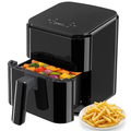 JIOABL 4 Qt Compact Air Fryer, 4-in-1 Air Fry Bake Roast Reheat, Dishwasher-Safe, Black