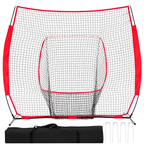 JIOABL 7 ft x 7 ft Baseball & Softball Practice Net with Bow Frame, Carry Bag & Strike Zone Target, for Hitting Pitching, Black