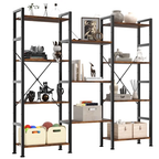 JIOABL 4-Tier Bookshelf, Freestanding Bookcase with Metal Frame, Modern Open Shelf Storage Organizer for Living Room, Bedroom, Office, Rust