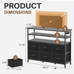 JIOABL TV Stand with  Fabric Drawers & Power Outlet, LED TV Console with USB & Type-C, Storage Dresser for Living Room