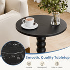 JIOABL Round Side Table, Small End Table with Waterproof MDF & Solid Wood Leg, Compact Space-Saving Accent Table for Living Room, Bedroom or Corners